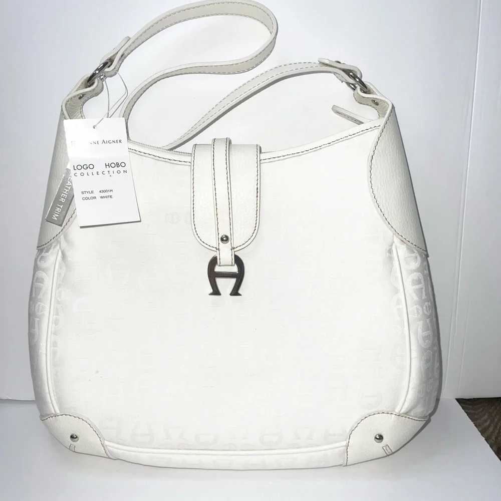 NEW Vintage ETIENNE AIGNER Large Jaquard Leather Monogram Shoulder Bag Handbag